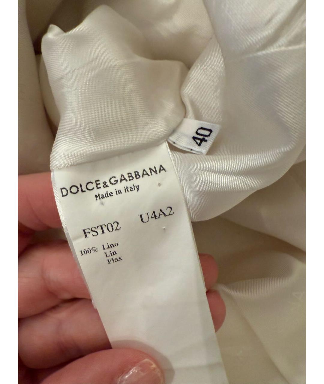 DOLCE&GABBANA Белый льняной жакет/пиджак, фото 5