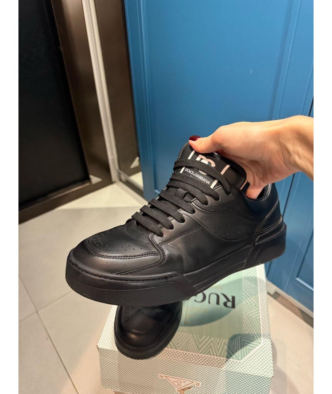 DOLCE&GABBANA Черные кожаные низкие кроссовки / кеды, фото 4