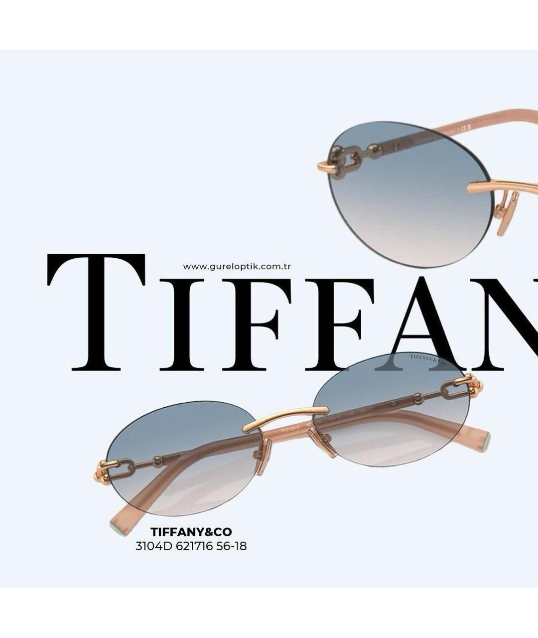 TIFFANY&CO Золотые металлические солнцезащитные очки, фото 3