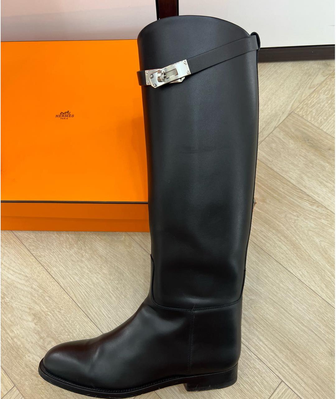 HERMES Черные кожаные сапоги, фото 7