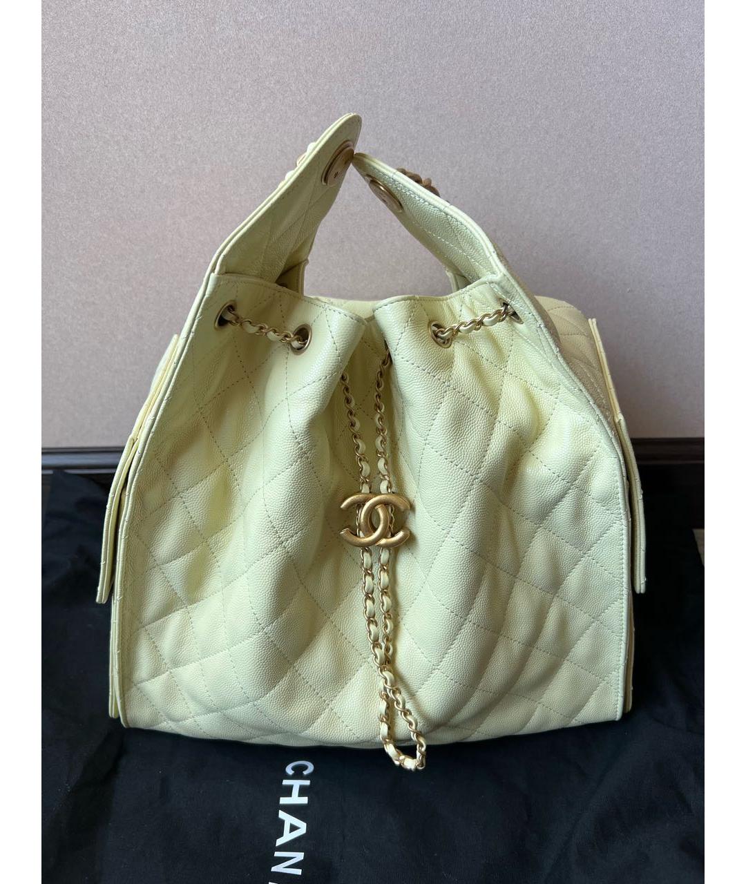 CHANEL Желтая кожаная сумка через плечо, фото 5