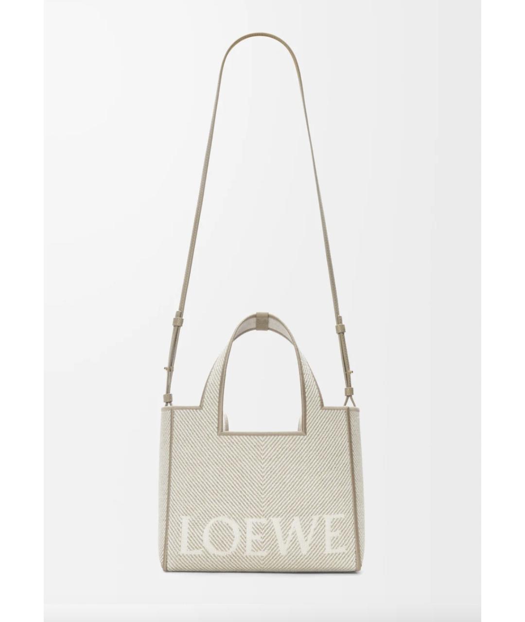 LOEWE Хаки твиловая сумка с короткими ручками, фото 3