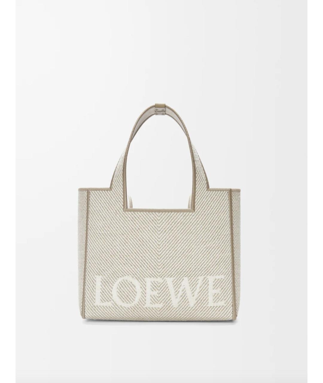 LOEWE Хаки твиловая сумка с короткими ручками, фото 5