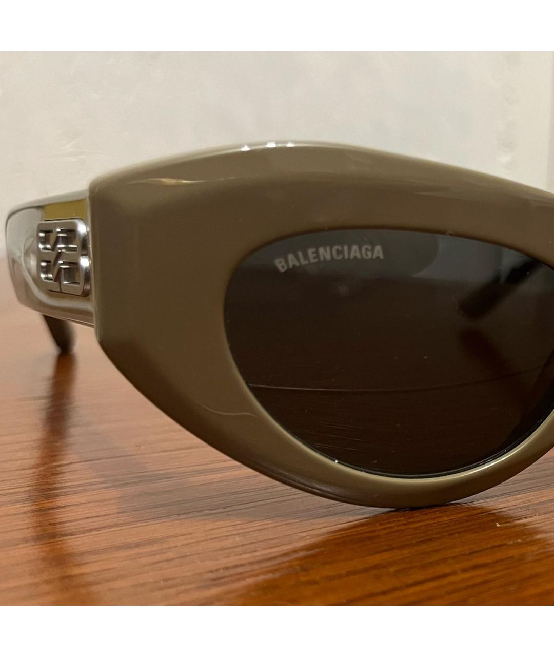 BALENCIAGA Бежевые пластиковые солнцезащитные очки, фото 4