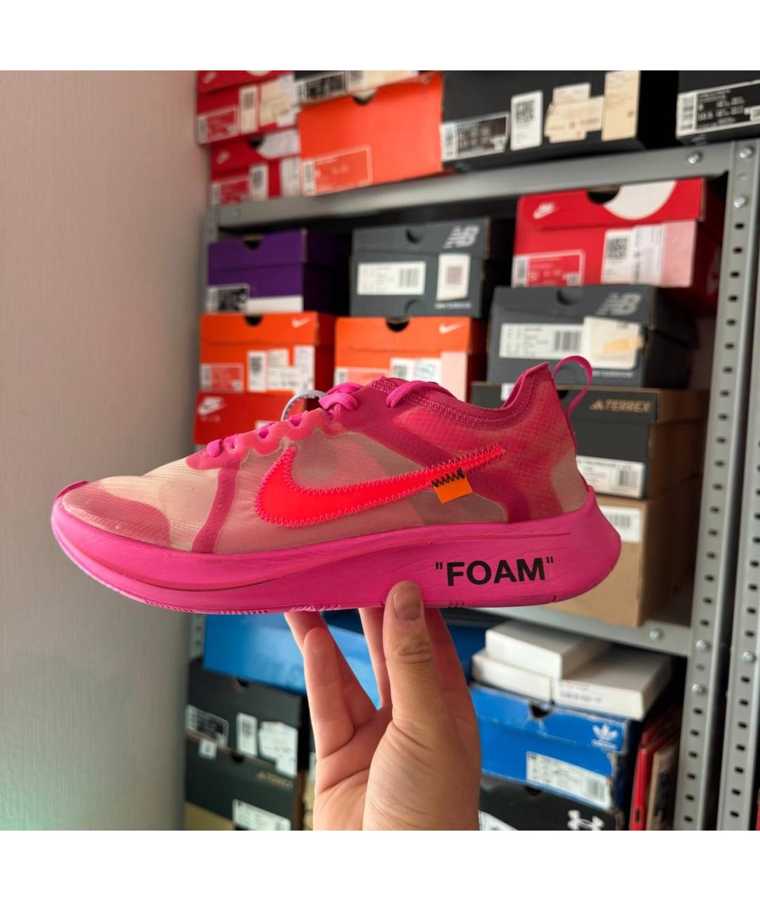 NIKE X OFF-WHITE Розовые низкие кроссовки / кеды, фото 9