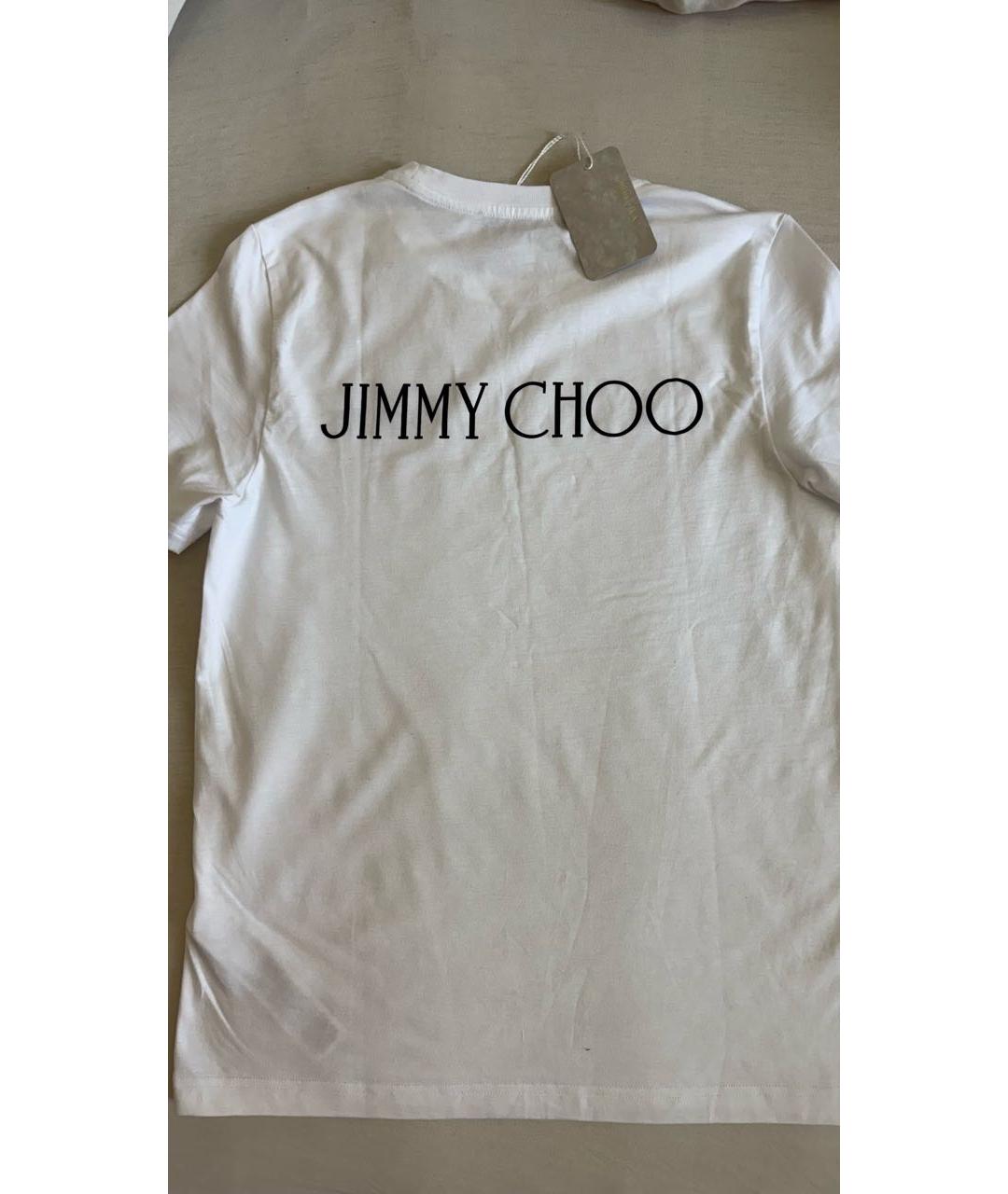 JIMMY CHOO Белая хлопко-эластановая футболка, фото 2