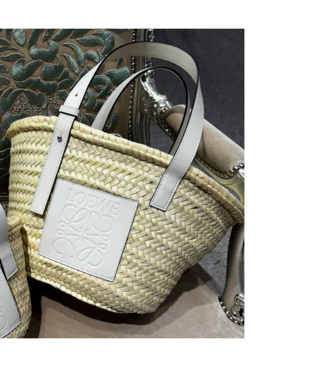 LOEWE Бежевая пелетеная пляжная сумка, фото 2