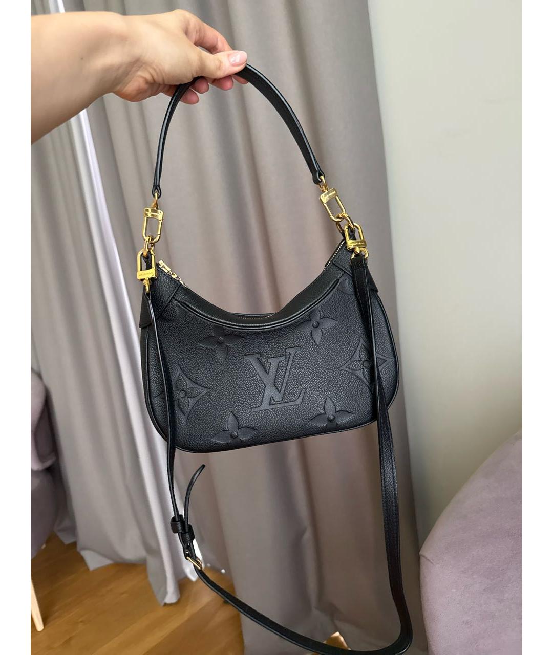 LOUIS VUITTON Черная кожаная сумка с короткими ручками, фото 9