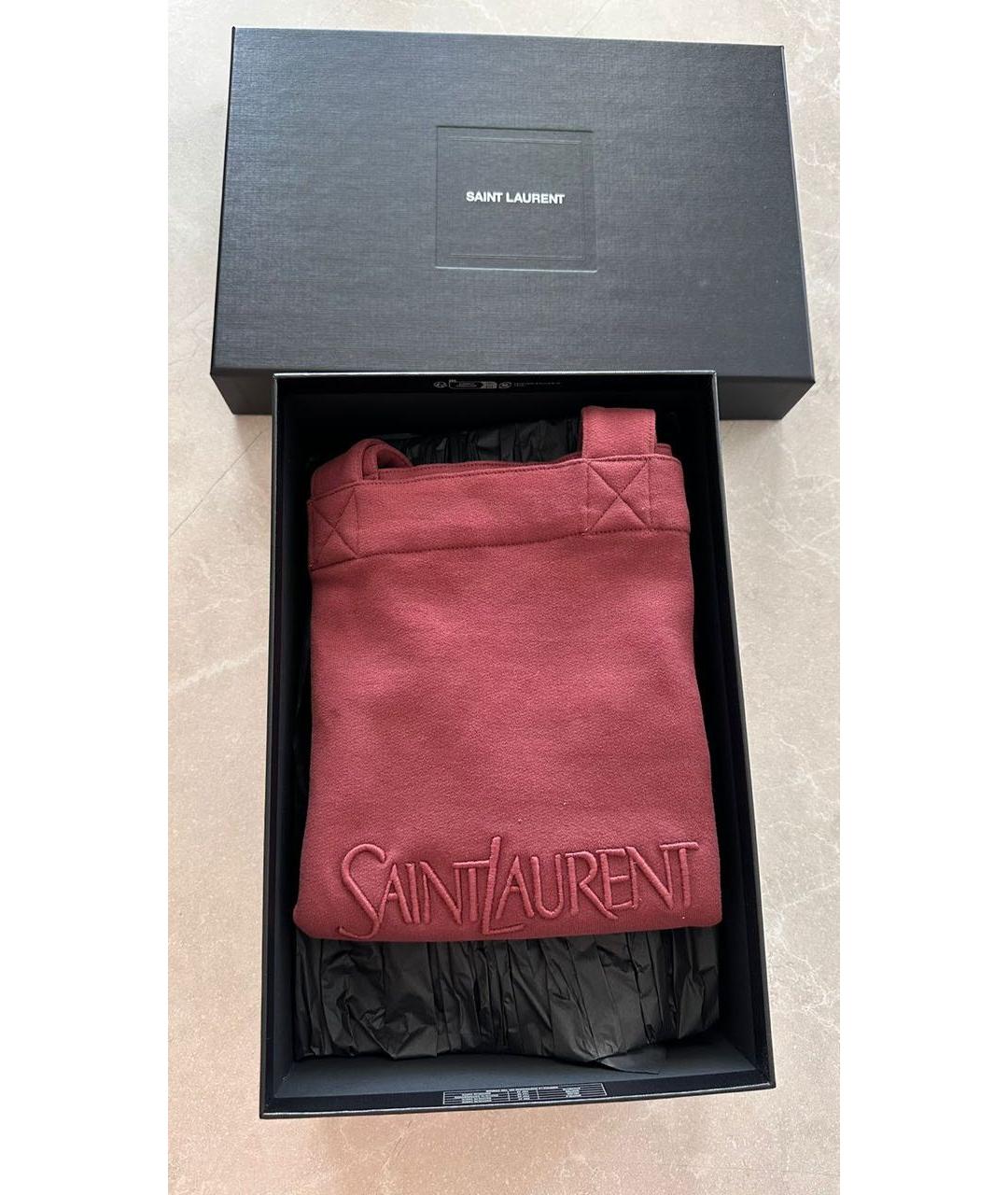 SAINT LAURENT Бордовая хлопковая сумка тоут, фото 2
