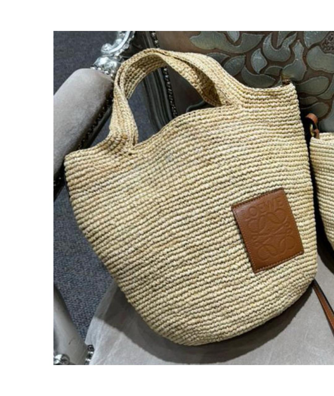 LOEWE Бежевая пелетеная пляжная сумка, фото 2