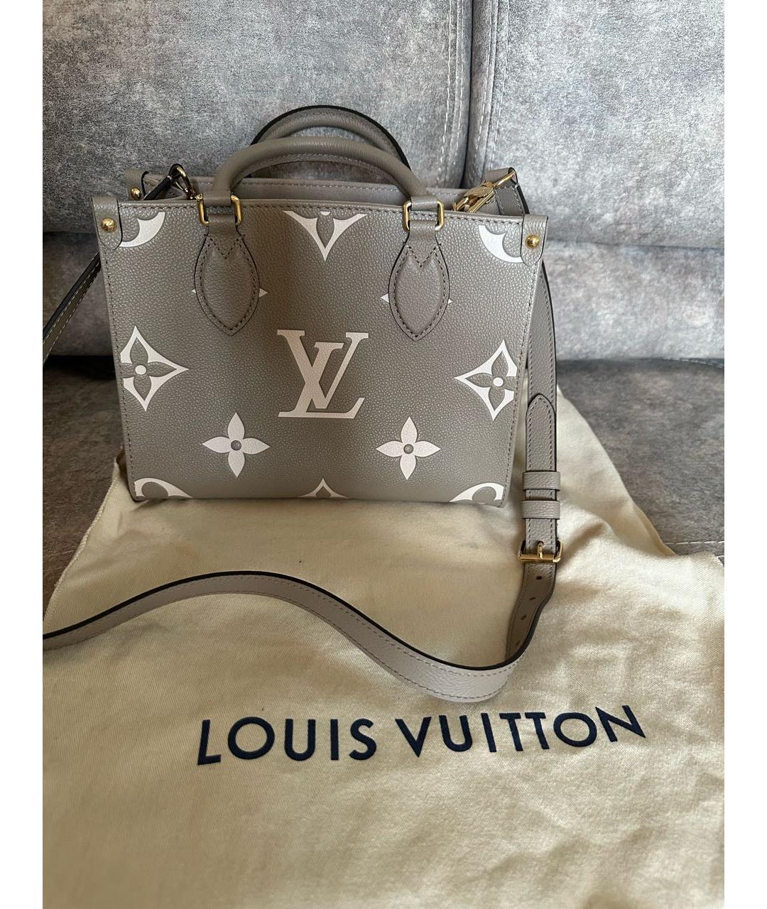 LOUIS VUITTON Бежевая кожаная сумка тоут, фото 5
