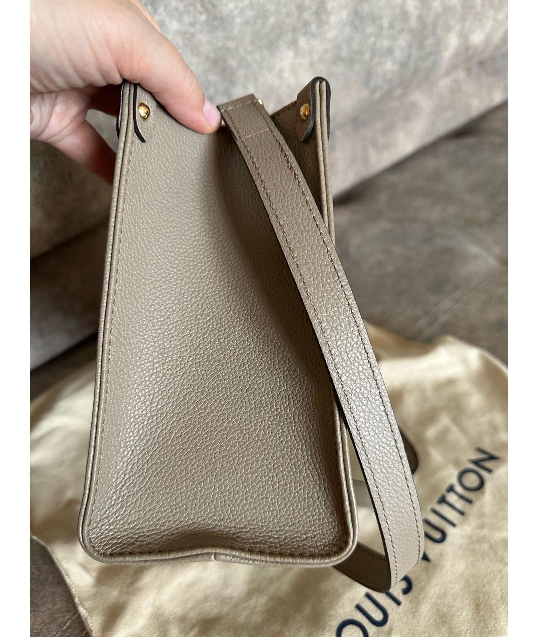 LOUIS VUITTON Бежевая кожаная сумка тоут, фото 2