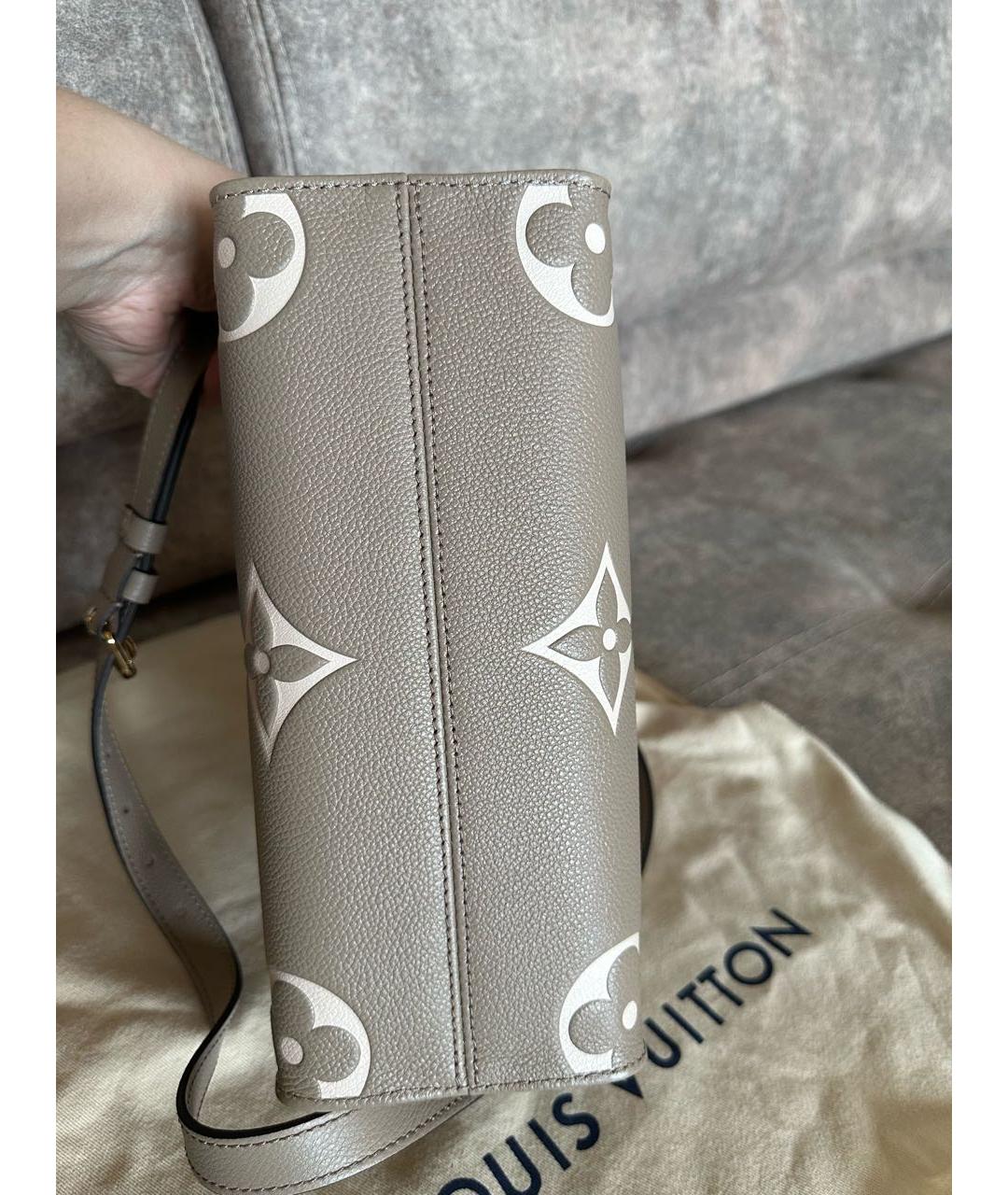 LOUIS VUITTON Бежевая кожаная сумка тоут, фото 3