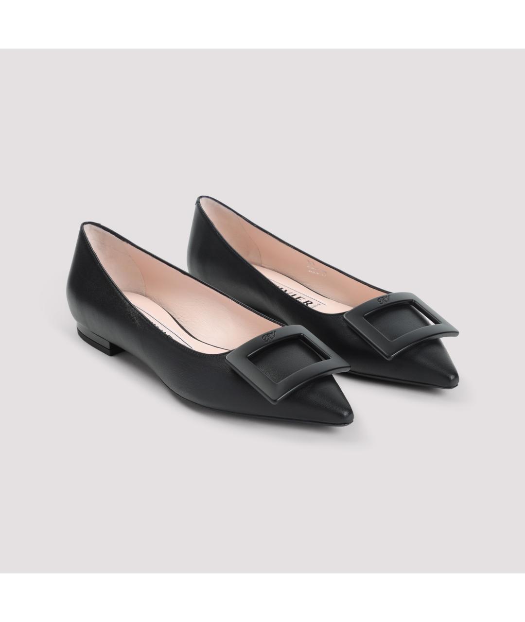 ROGER VIVIER Черные кожаные балетки, фото 3