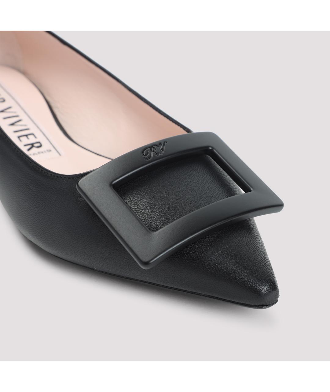 ROGER VIVIER Черные кожаные балетки, фото 4