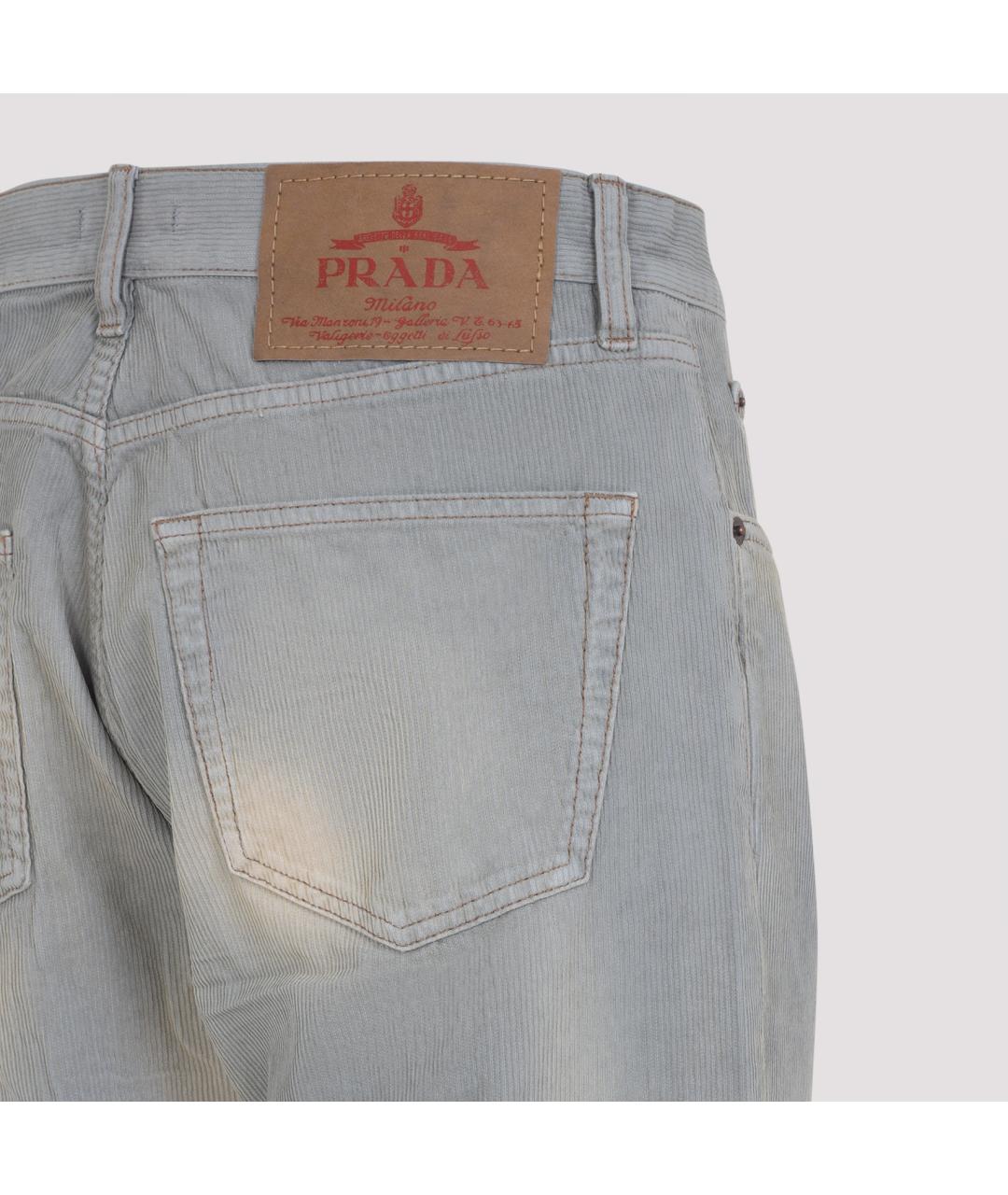 PRADA Голубые хлопковые прямые джинсы, фото 3