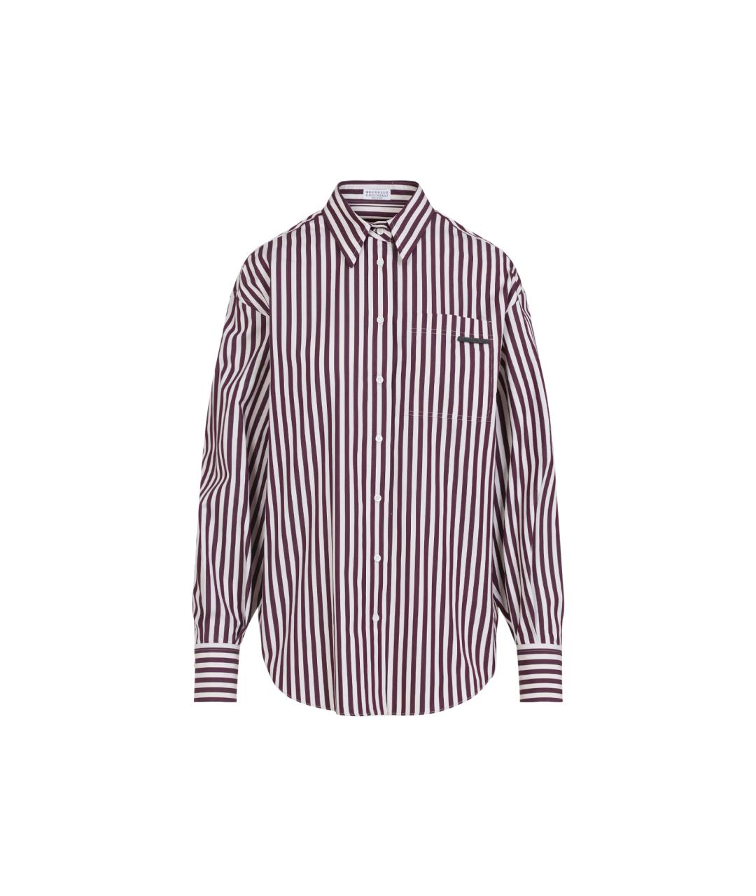 BRUNELLO CUCINELLI Бордовая хлопковая рубашка, фото 1