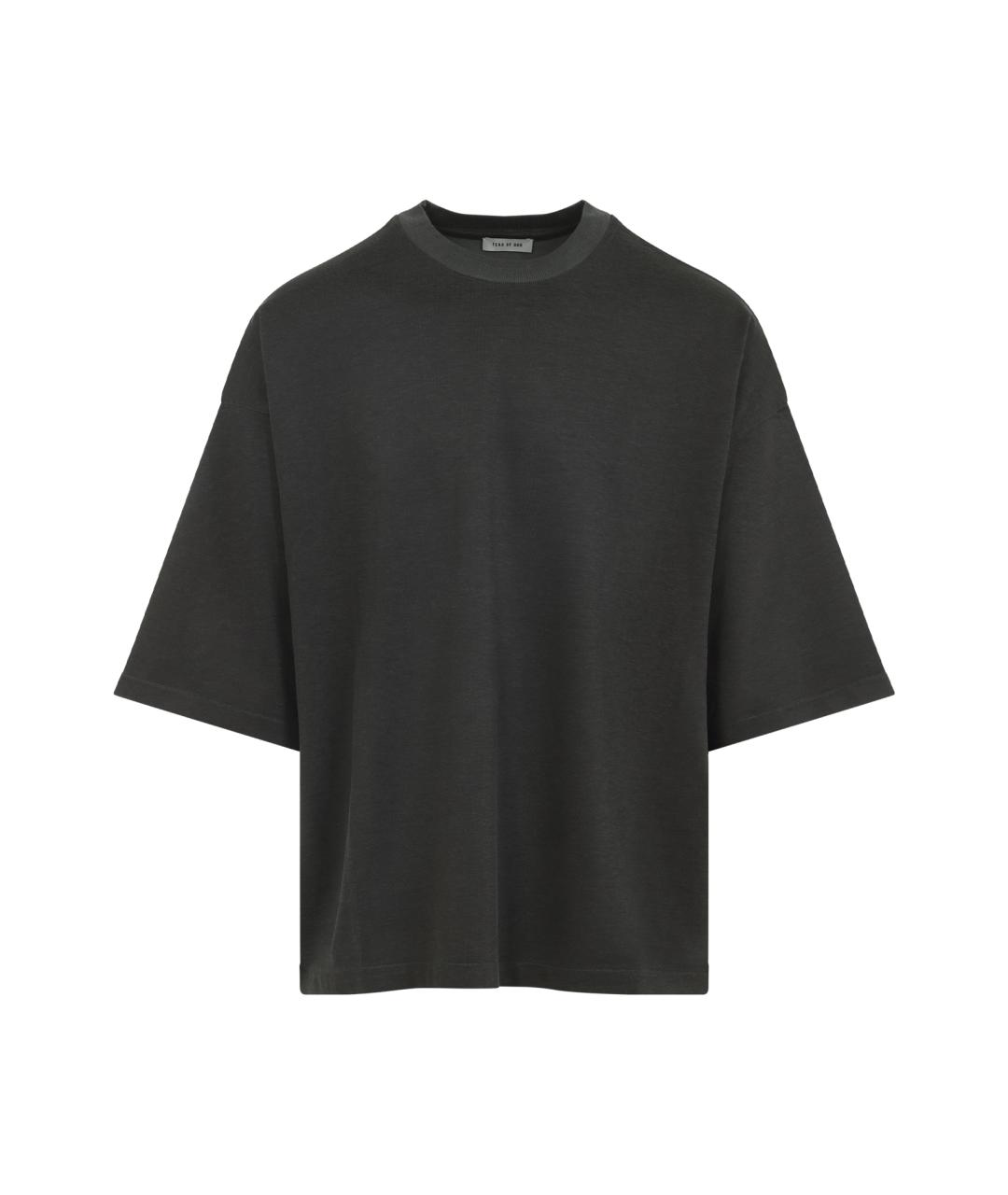 FEAR OF GOD Антрацитовая хлопковая футболка, фото 1