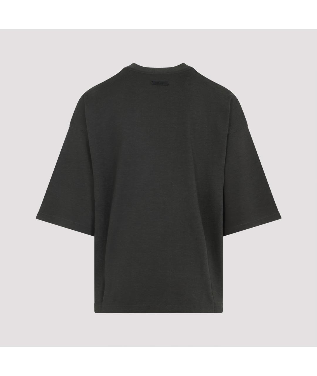 FEAR OF GOD Антрацитовая хлопковая футболка, фото 2