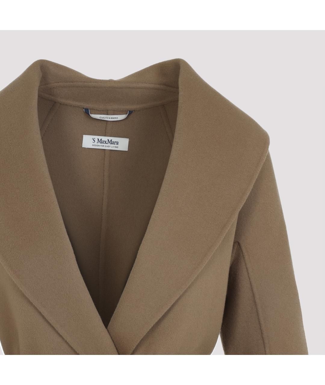 'S MAX MARA Коричневое шерстяное пальто, фото 3
