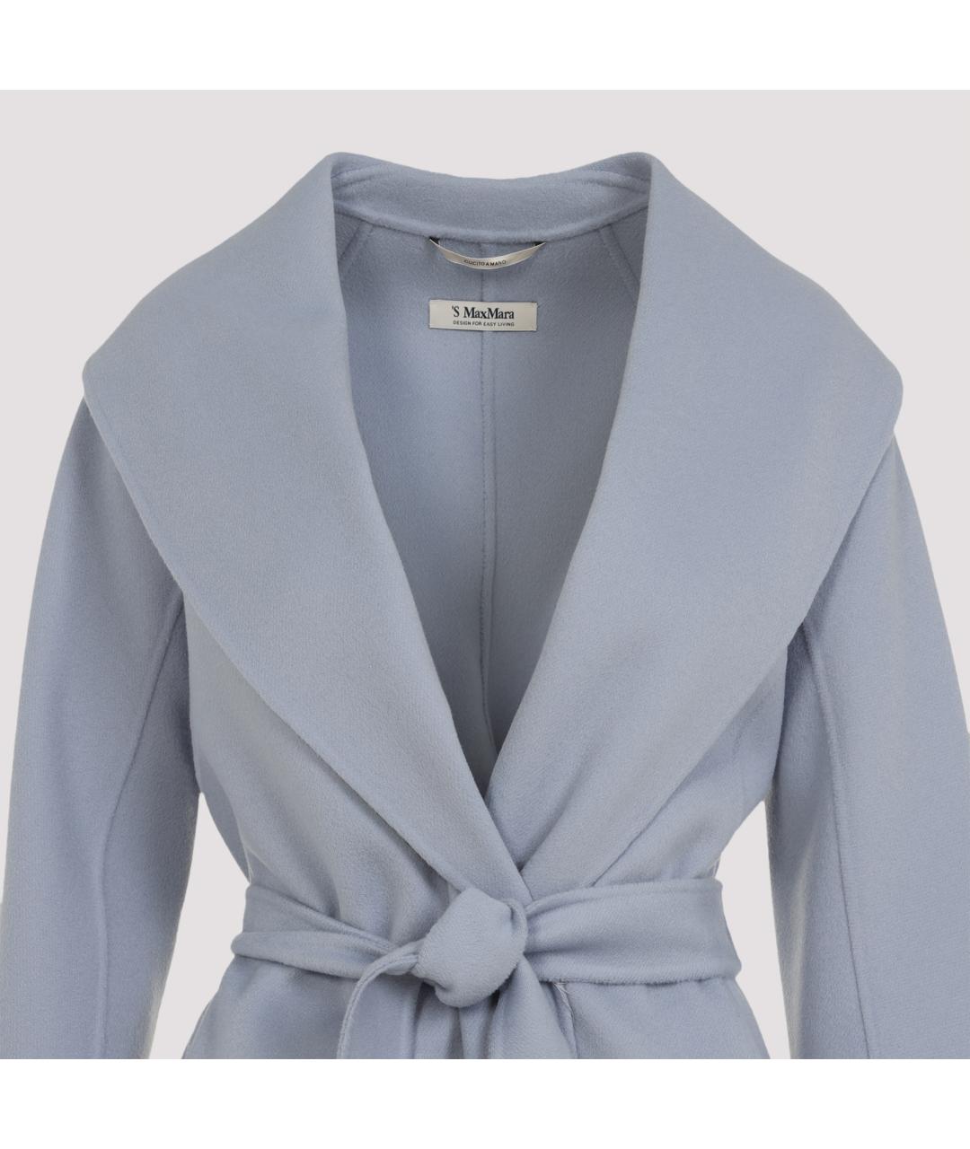 'S MAX MARA Голубое шерстяное пальто, фото 4