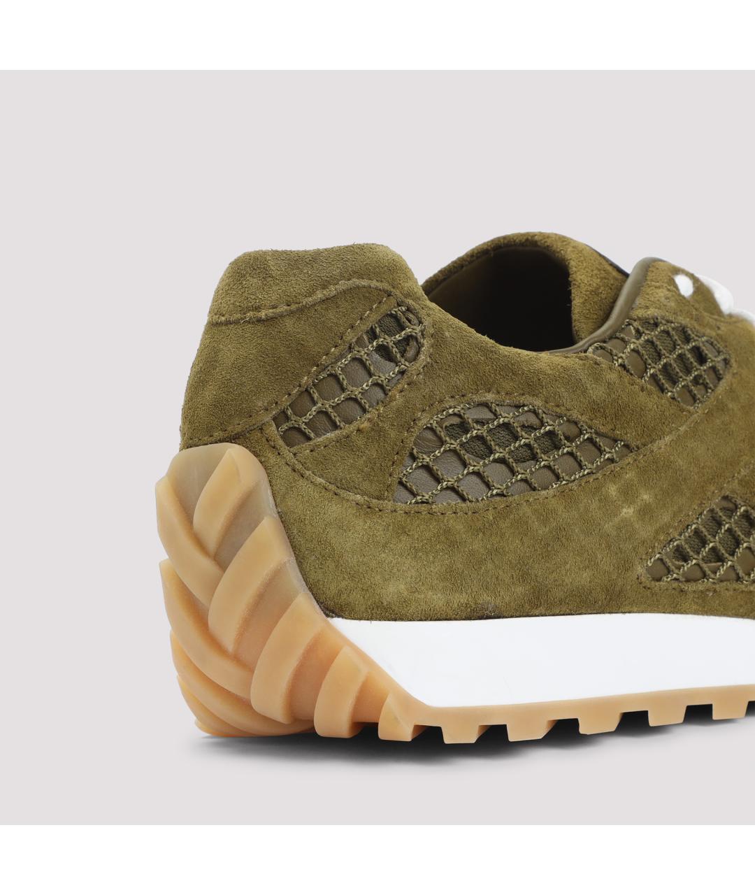 BOTTEGA VENETA Зеленые замшевые низкие кроссовки / кеды, фото 4