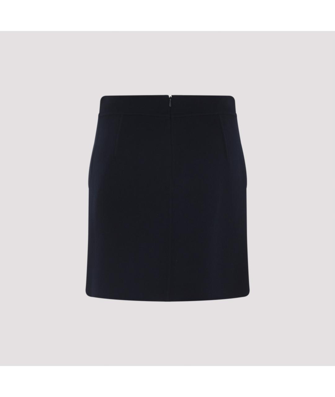 'S MAX MARA Темно-синяя шерстяная юбка мини, фото 2