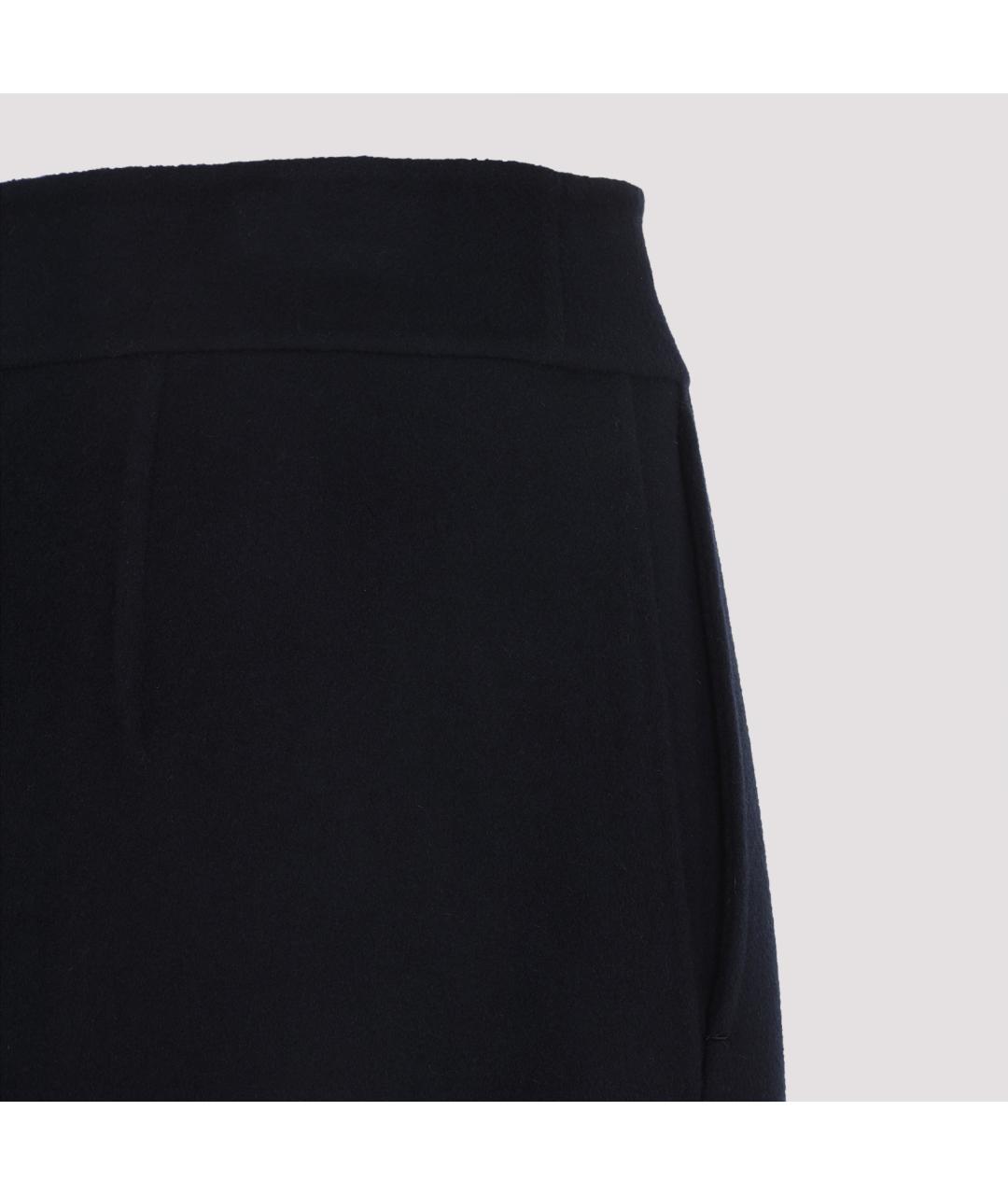 'S MAX MARA Темно-синяя шерстяная юбка мини, фото 3
