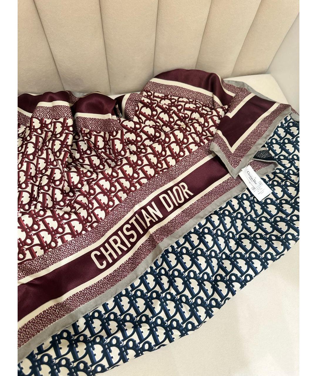 CHRISTIAN DIOR Бордовый платок, фото 2