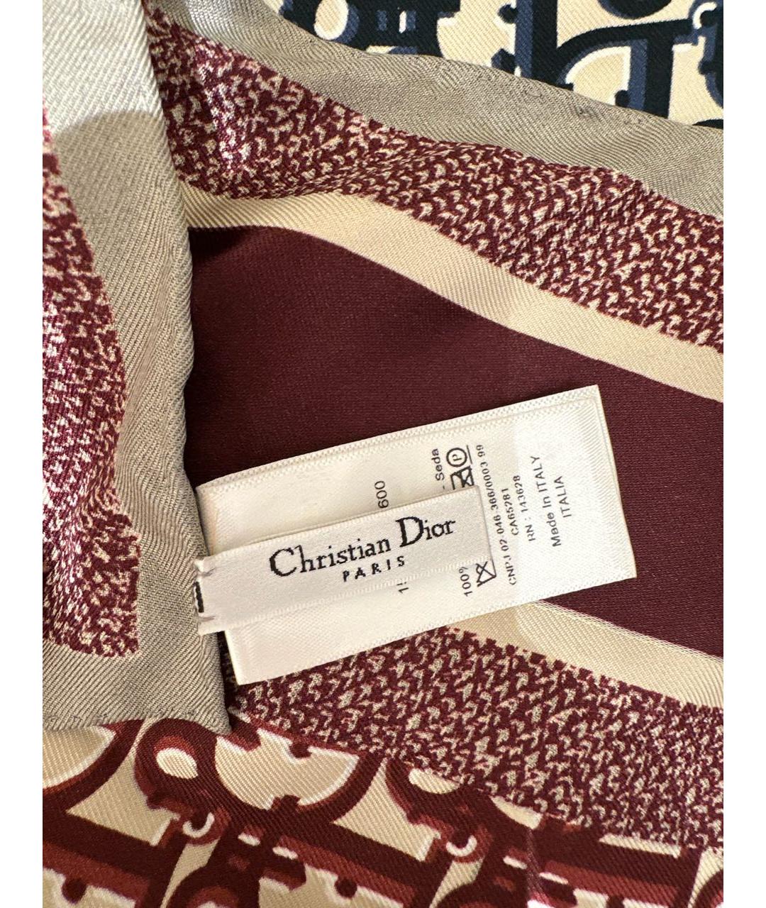 CHRISTIAN DIOR Бордовый платок, фото 3