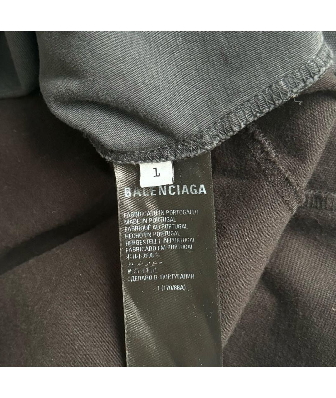 BALENCIAGA Антрацитовая полиэстеровая футболка, фото 5