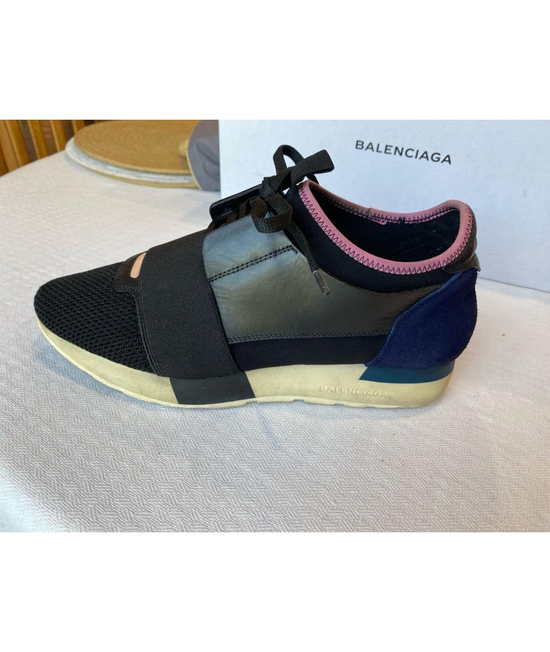 BALENCIAGA Темно-синие кожаные кроссовки, фото 9