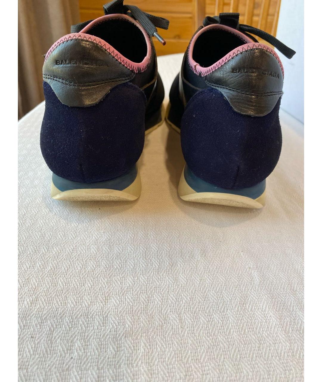 BALENCIAGA Темно-синие кожаные кроссовки, фото 4