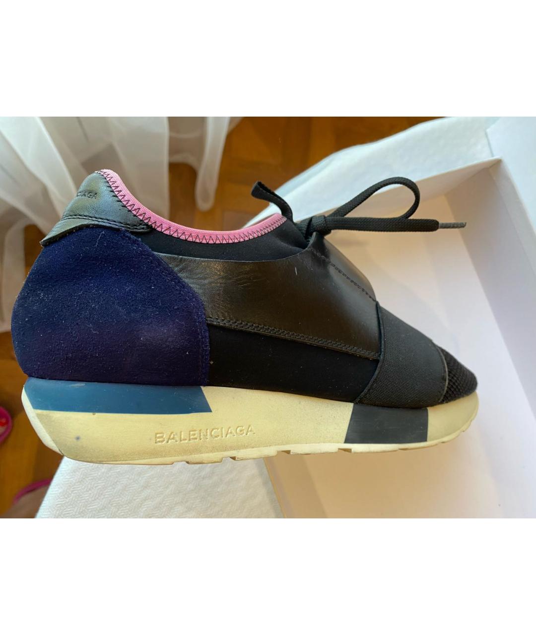 BALENCIAGA Темно-синие кожаные кроссовки, фото 6