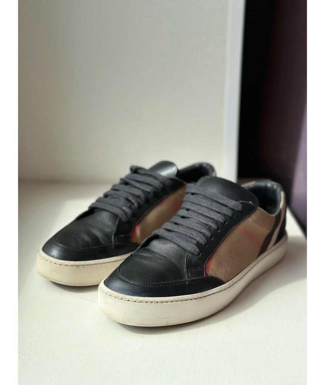 BURBERRY Черные кожаные кеды, фото 2