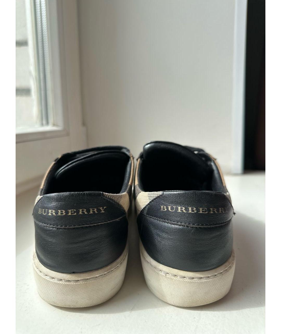 BURBERRY Черные кожаные кеды, фото 5