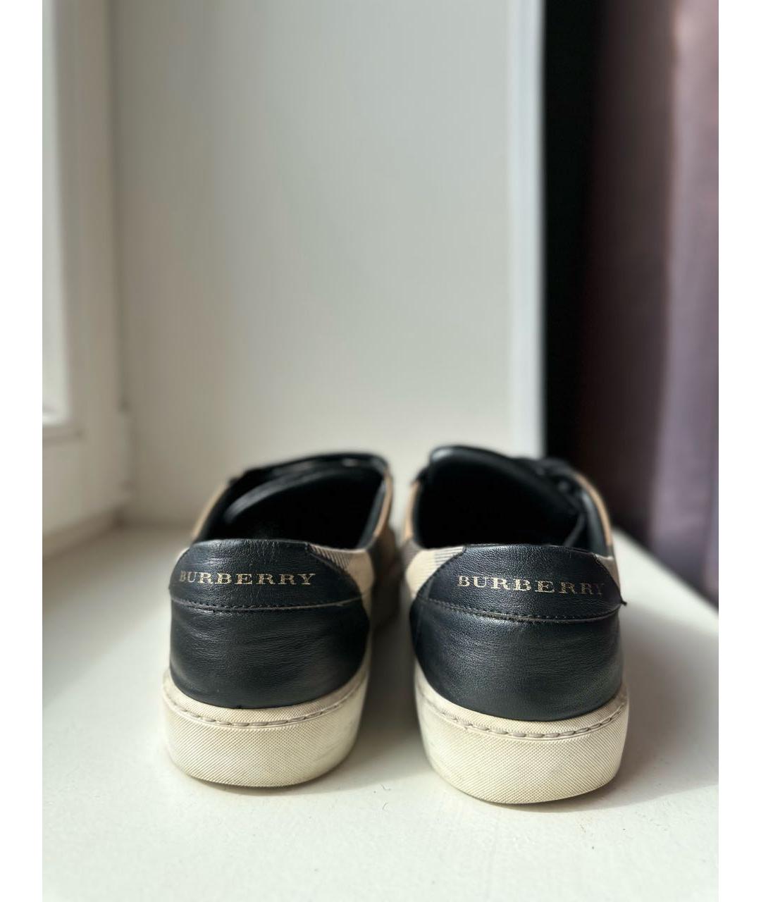 BURBERRY Черные кожаные кеды, фото 3