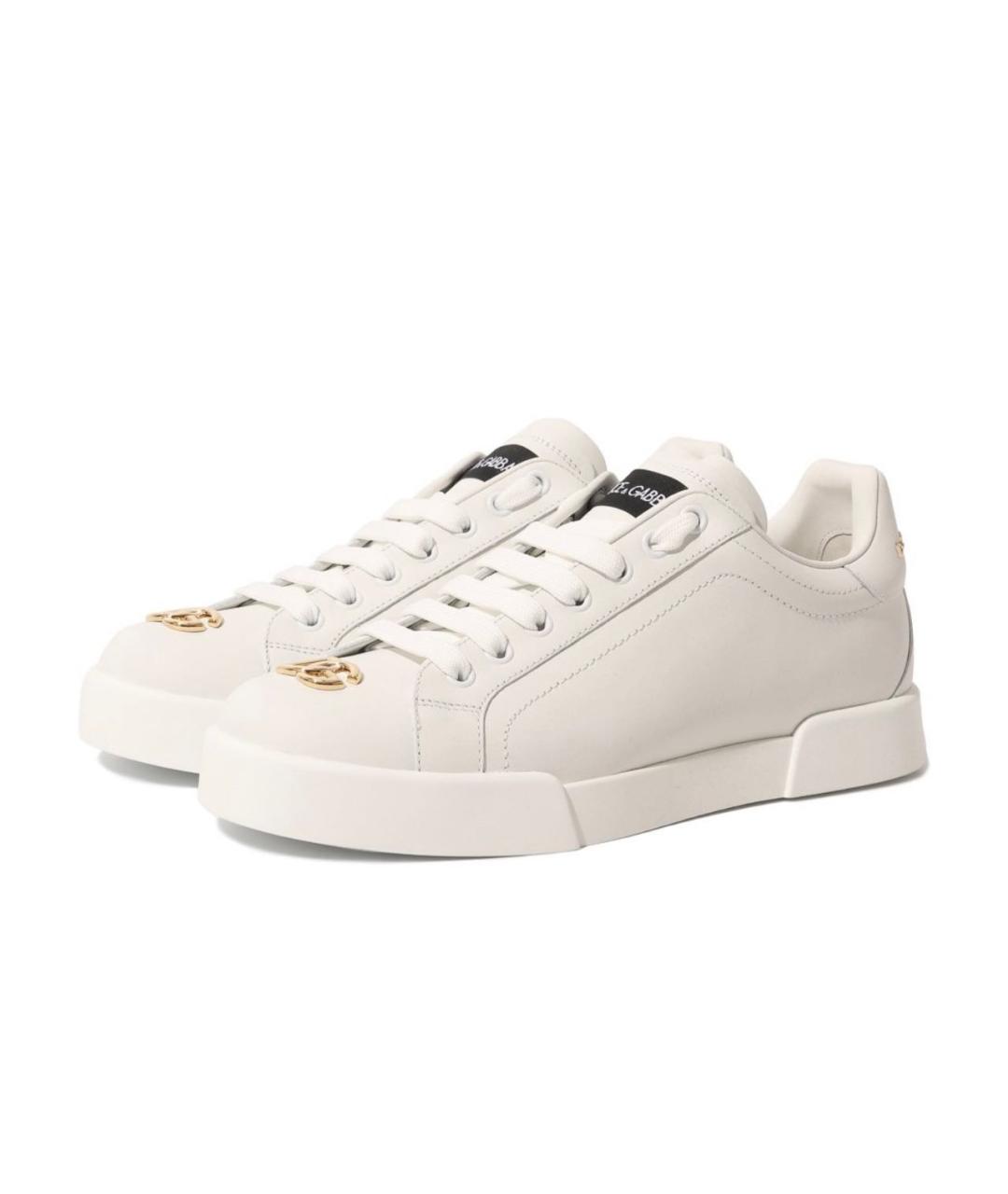 DOLCE&GABBANA Белые кожаные кеды, фото 3