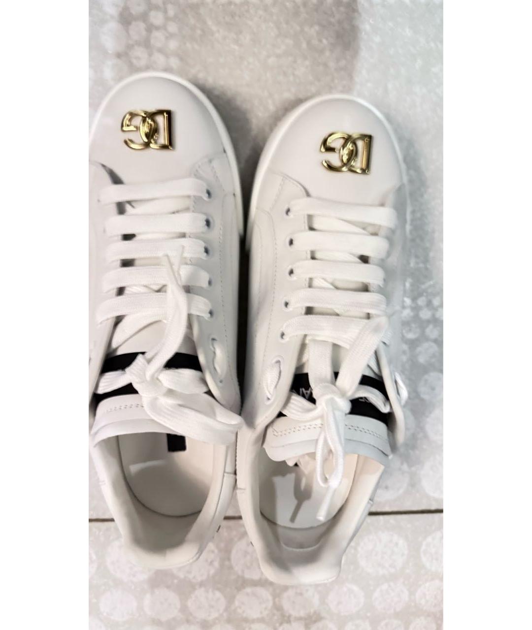 DOLCE&GABBANA Белые кожаные кеды, фото 2