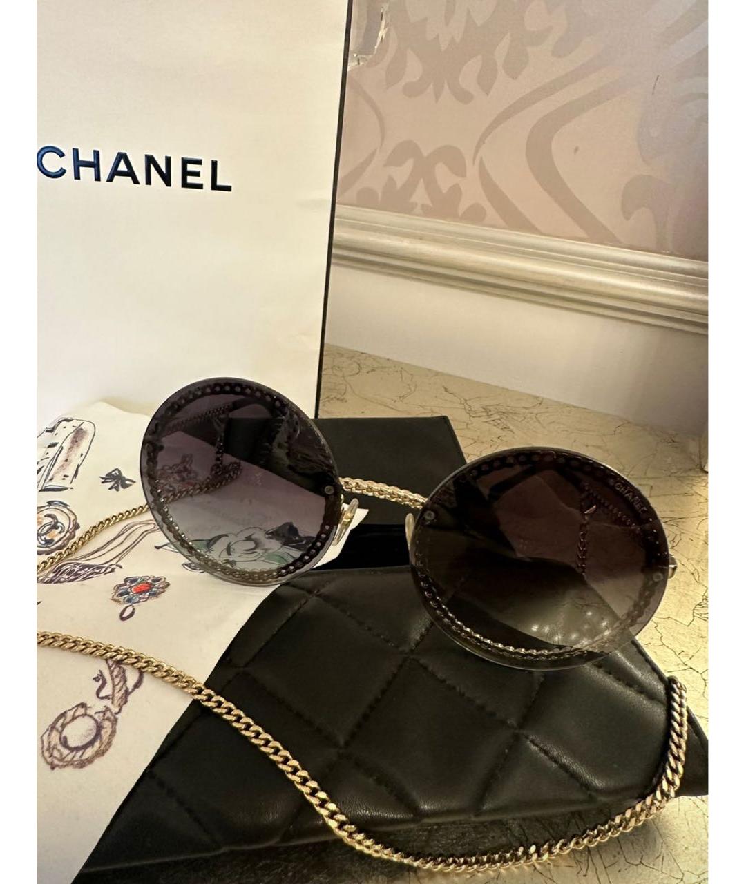 CHANEL Черные металлические солнцезащитные очки, фото 3