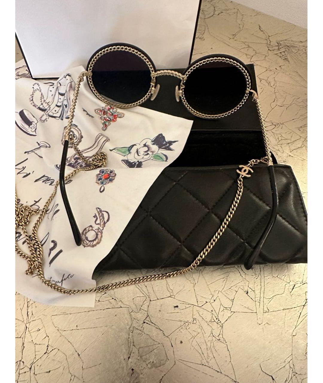 CHANEL Черные металлические солнцезащитные очки, фото 4