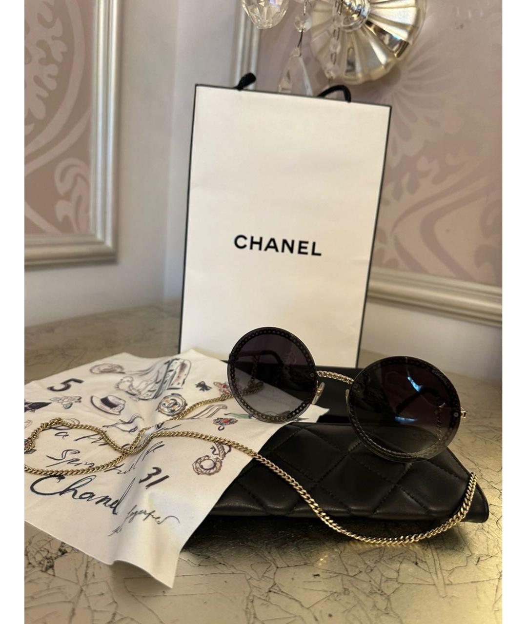 CHANEL Черные металлические солнцезащитные очки, фото 8