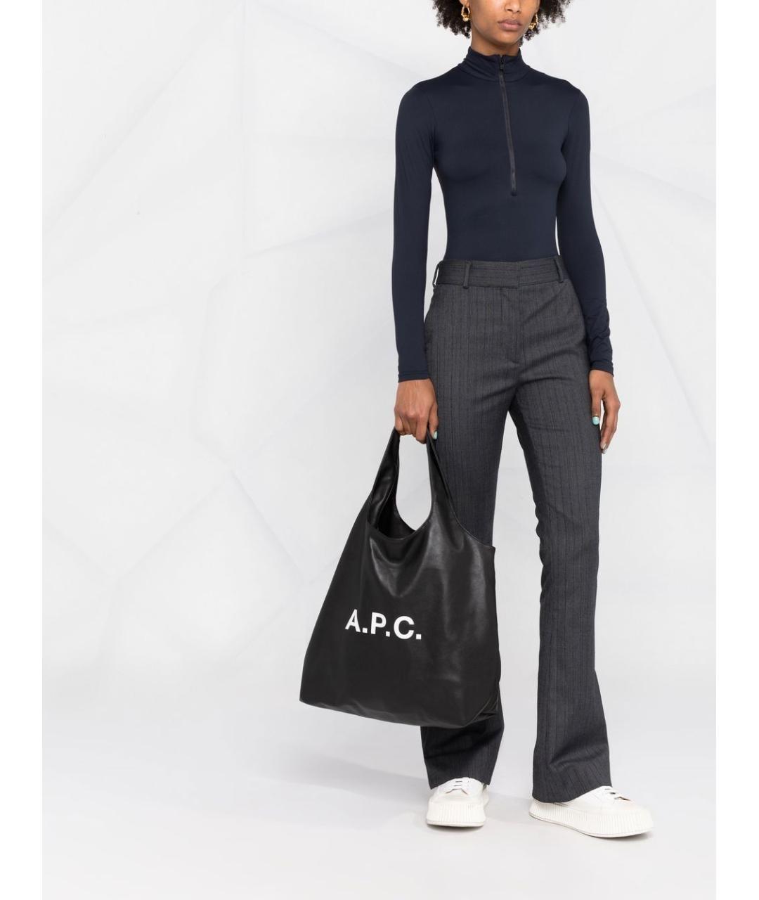 A.P.C. Черная синтетическая сумка тоут, фото 3