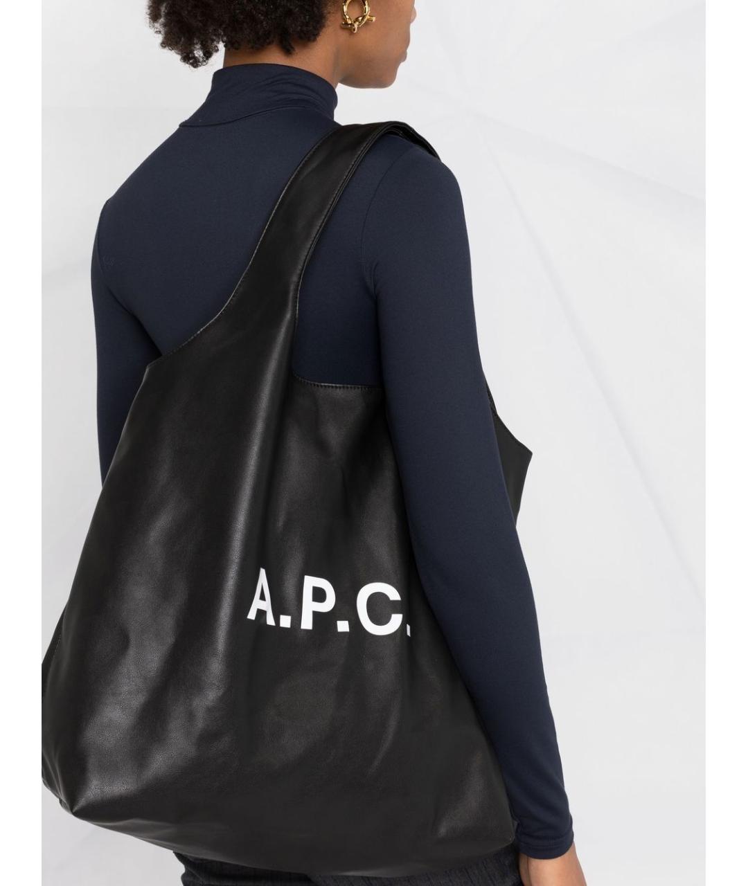 A.P.C. Черная синтетическая сумка тоут, фото 2