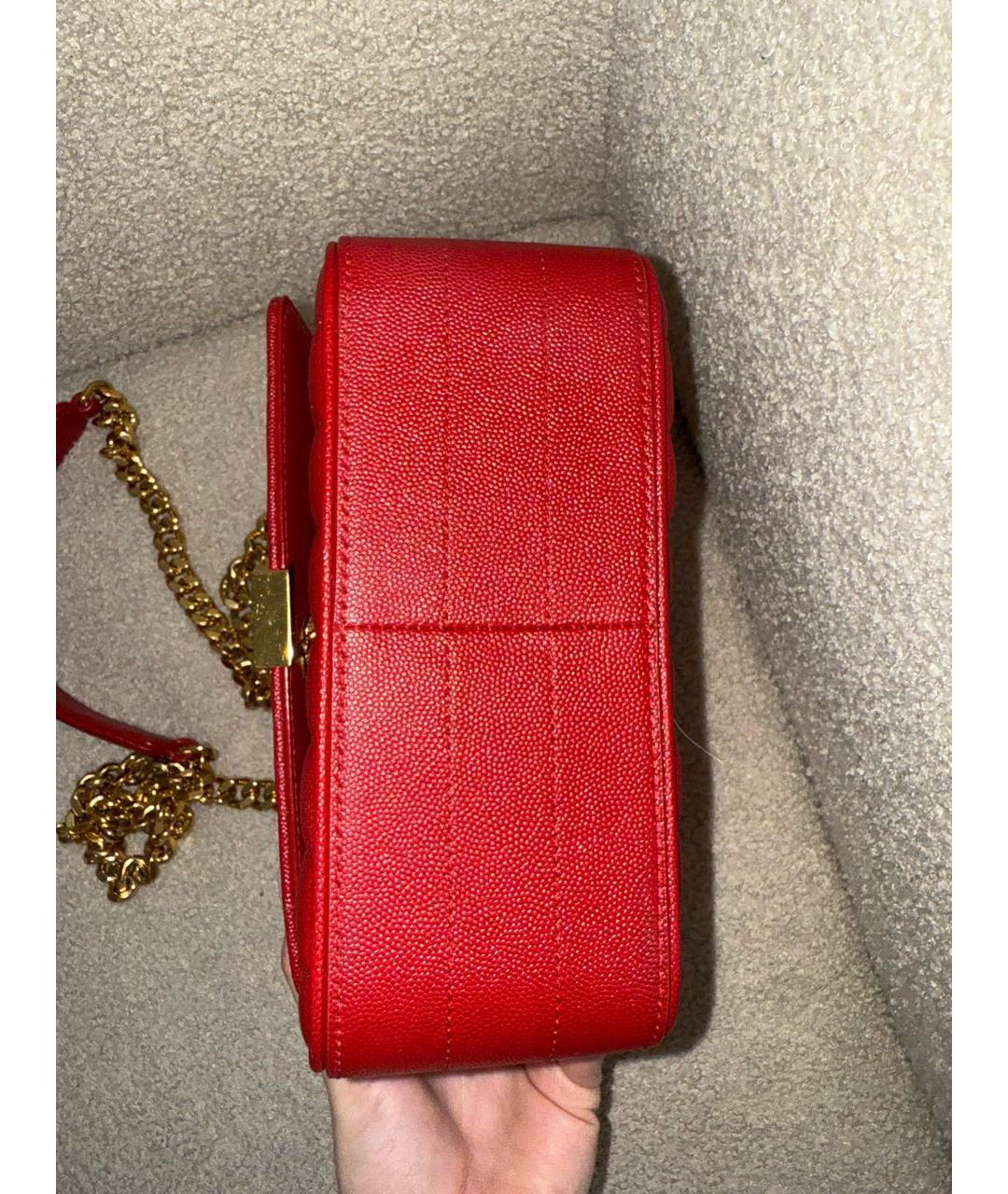 SAINT LAURENT Красная кожаная сумка через плечо, фото 6