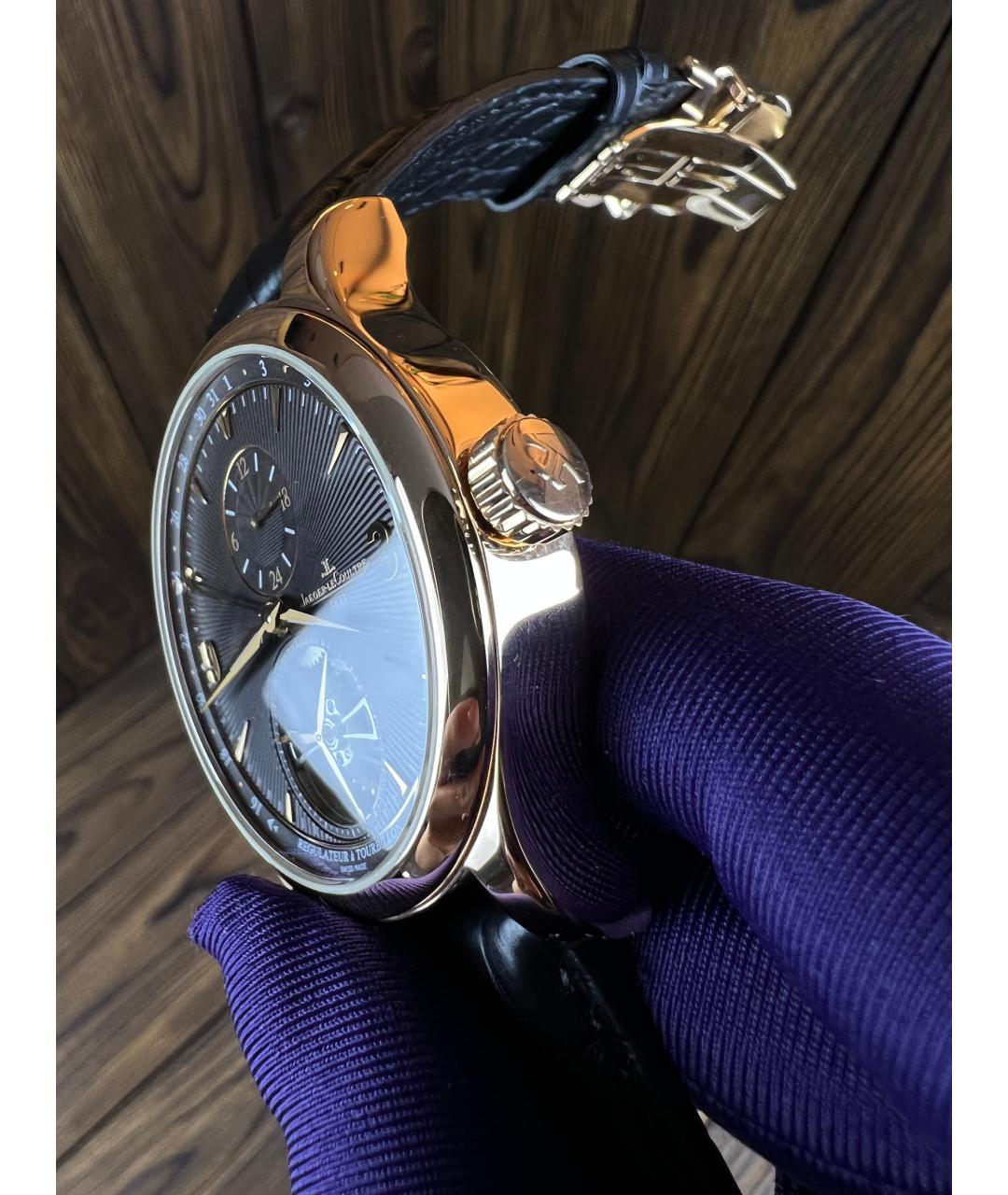 Jaeger LeCoultre Черные часы из розового золота, фото 3