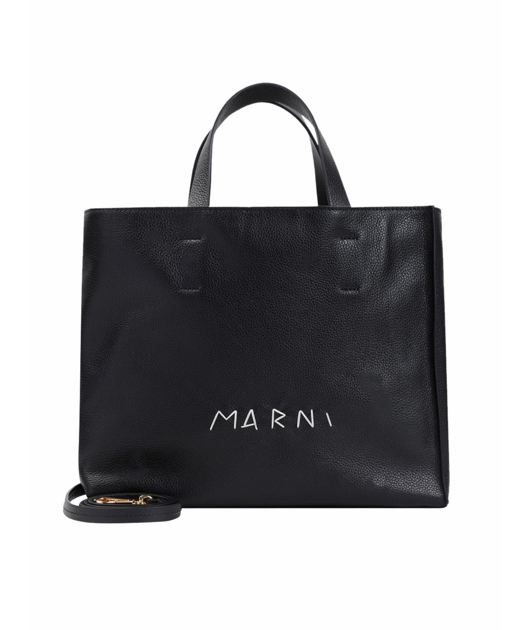 MARNI Черная кожаная сумка тоут, фото 1