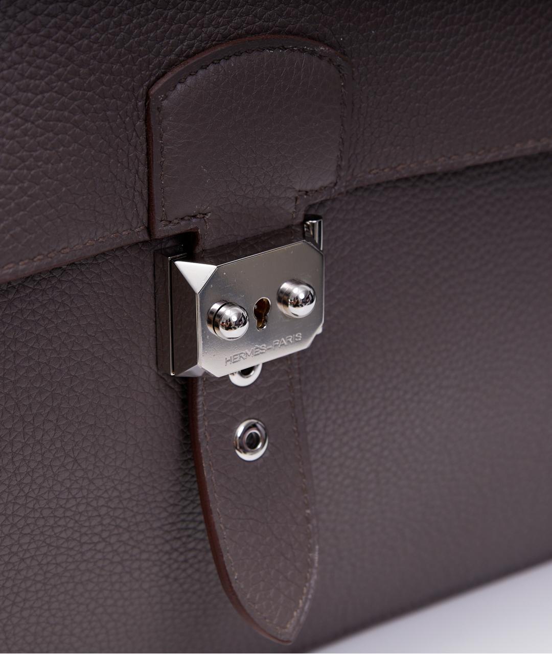 HERMES Серый кожаный портфель, фото 4