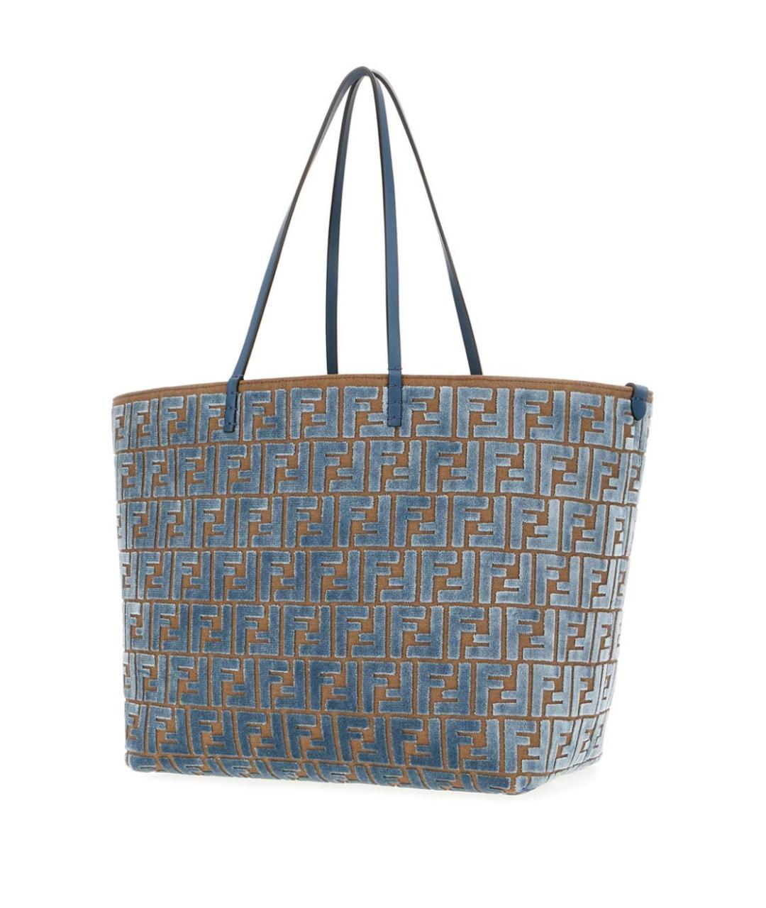 FENDI Голубая жаккардовая сумка тоут, фото 3