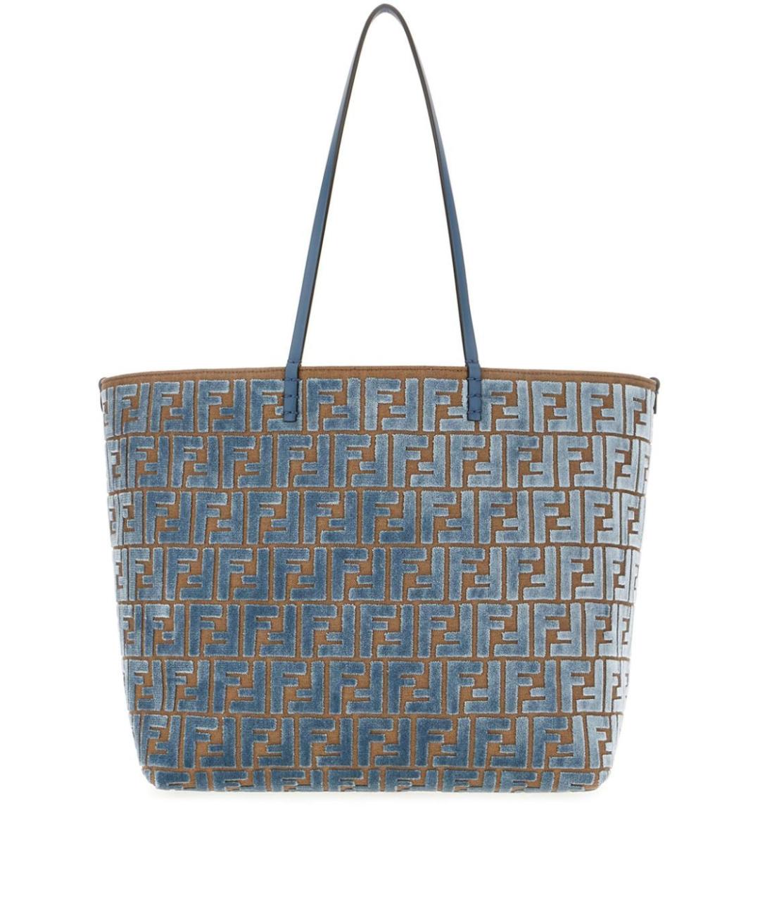 FENDI Голубая жаккардовая сумка тоут, фото 1